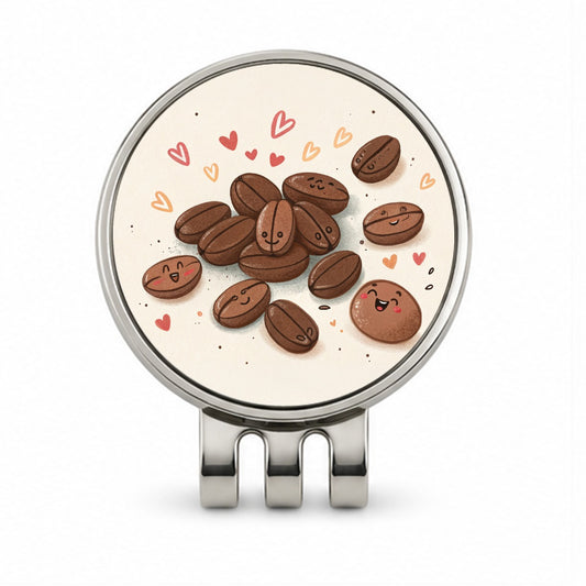 Kawaii Coffee Beans Golf Hat Clip with Ball Marker