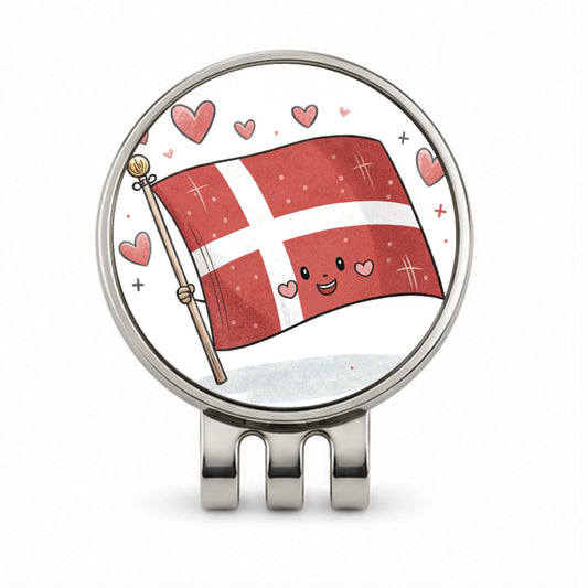 Kawaii Denmark Flag Golf Hat Clip with Ball Marker