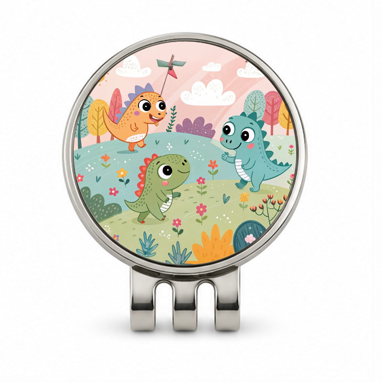 Kawaii Dinosaurs Golf Hat Clip with Ball Marker