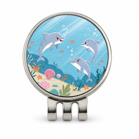 Kawaii Dolphins Golf Hat Clip with Ball Marker