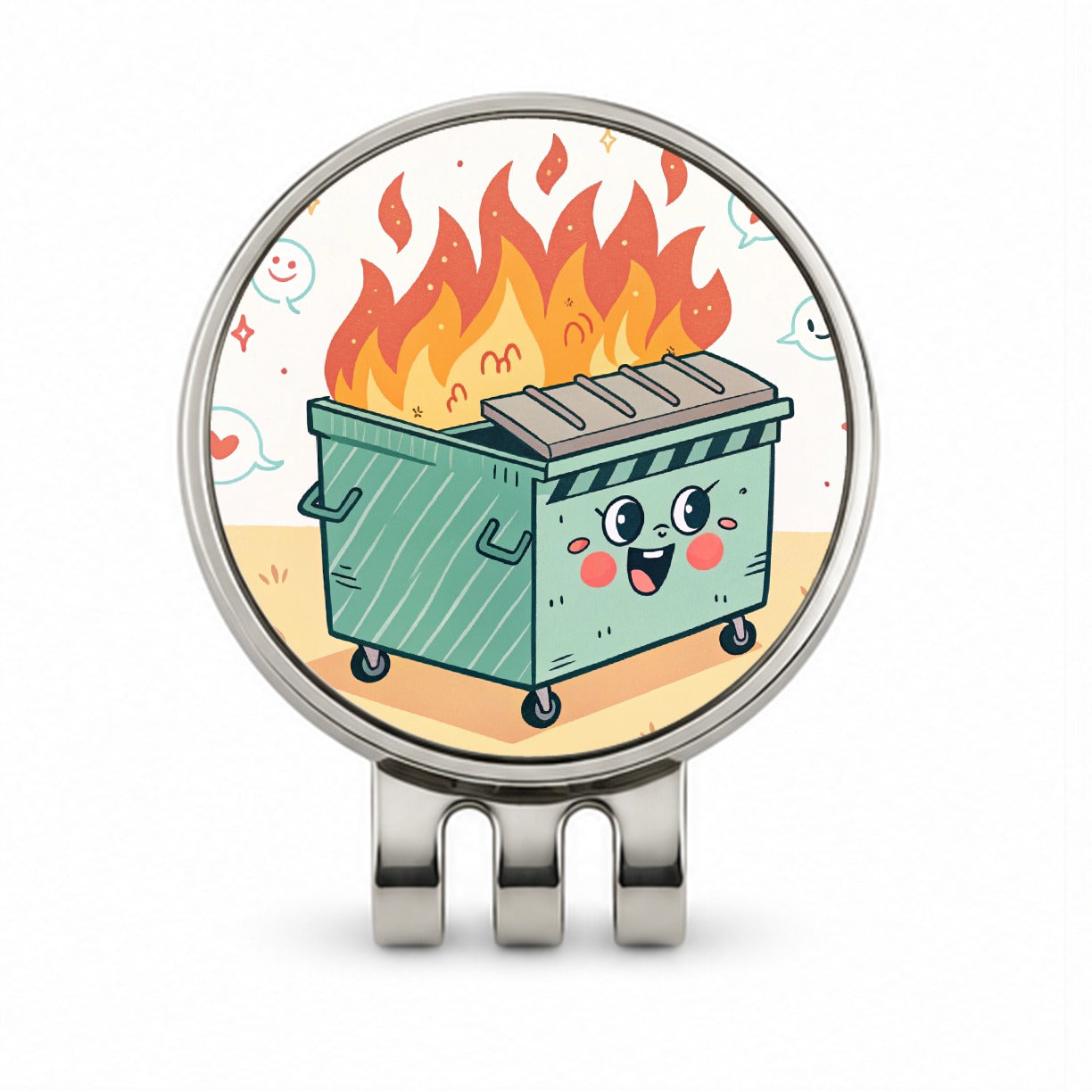 Kawaii Dumpster Fire Golf Hat Clip with Ball Marker