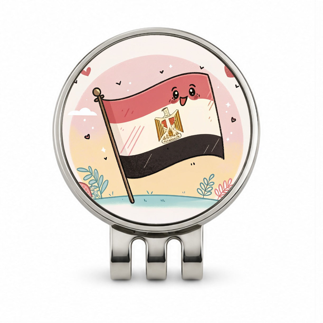 Kawaii Egypt Flag Golf Hat Clip with Ball Marker