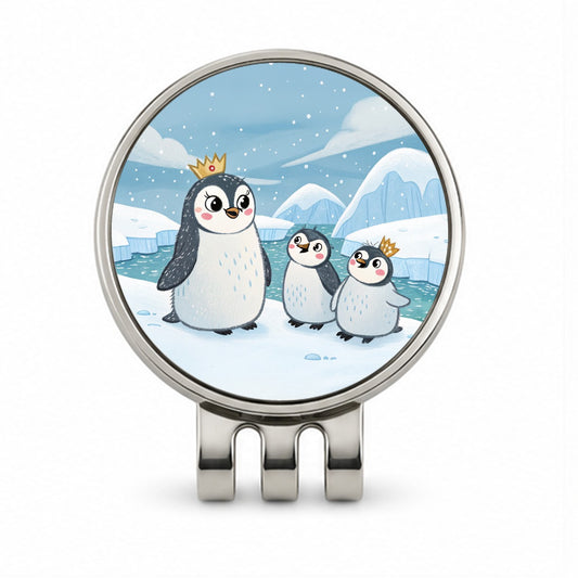 Kawaii Emperor Penguins Golf Hat Clip with Ball Marker