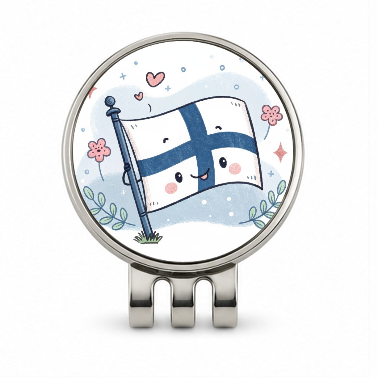 Kawaii Finland Flag Golf Hat Clip with Ball Marker