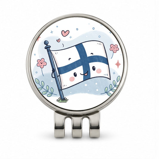 Kawaii Finland Flag Golf Hat Clip with Ball Marker