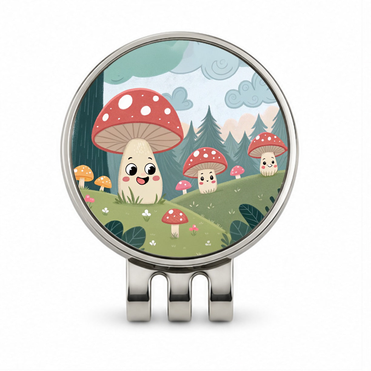 Kawaii Forest Mushrooms Golf Hat Clip with Ball Marker