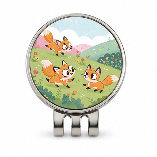Kawaii Foxes Golf Hat Clip with Ball Marker