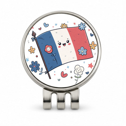 Kawaii France Flag Golf Hat Clip with Ball Marker