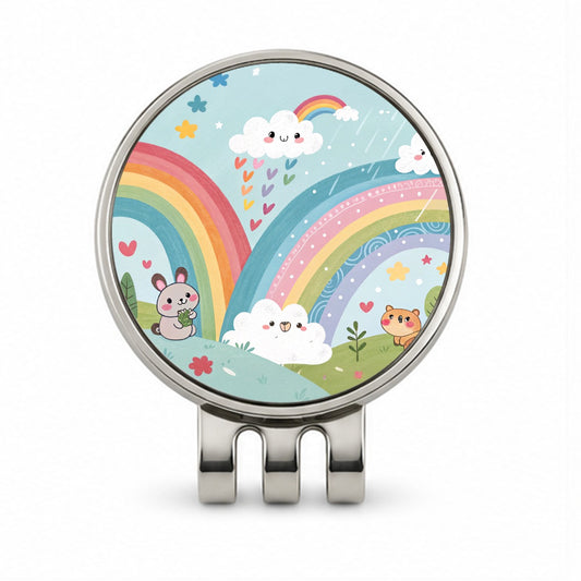 Kawaii Fun Rainbows Golf Hat Clip with Ball Marker