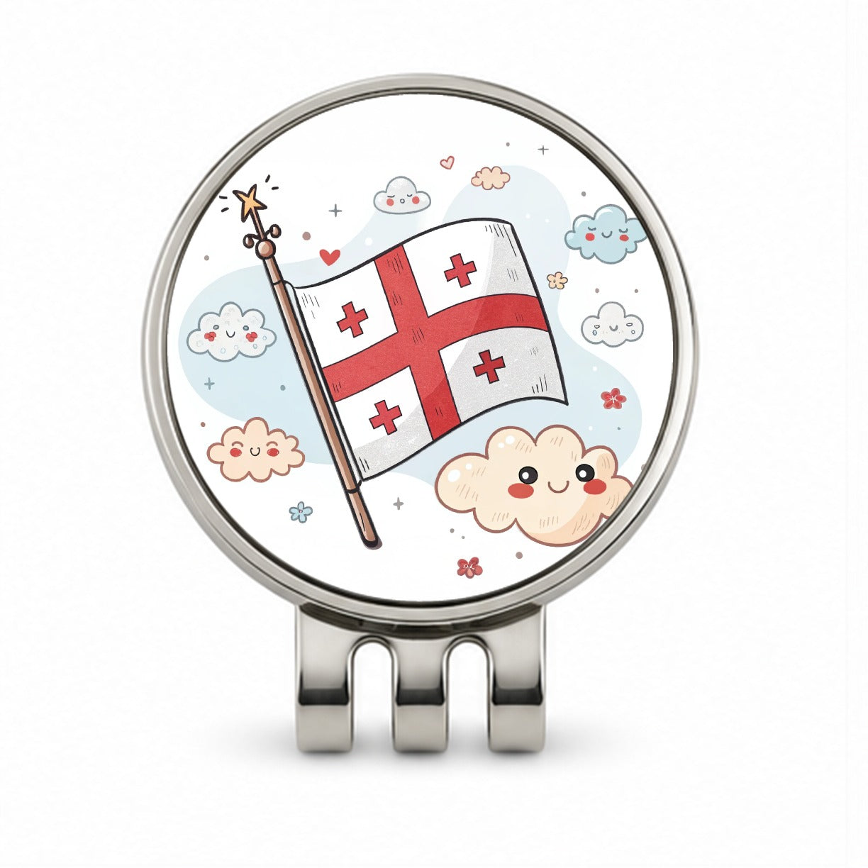 Kawaii Georgia Flag Golf Hat Clip with Ball Marker