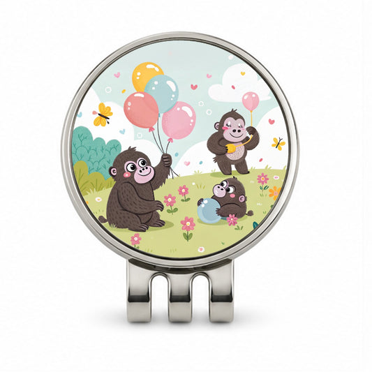 Kawaii Gorillas Golf Hat Clip with Ball Marker