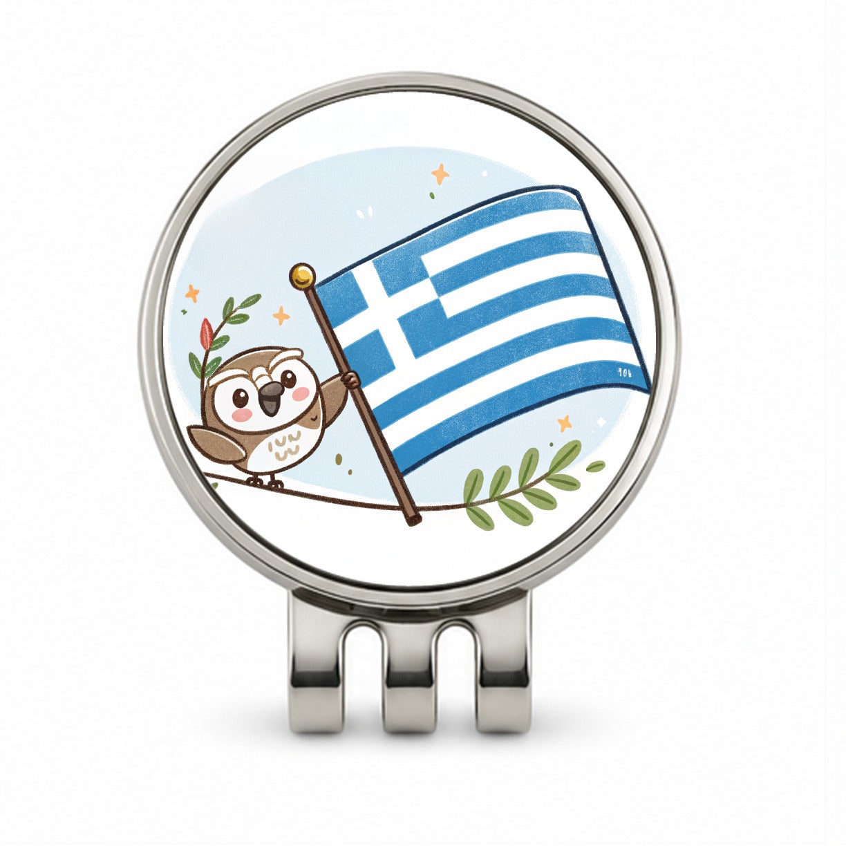 Kawaii Greece Flag Golf Hat Clip with Ball Marker