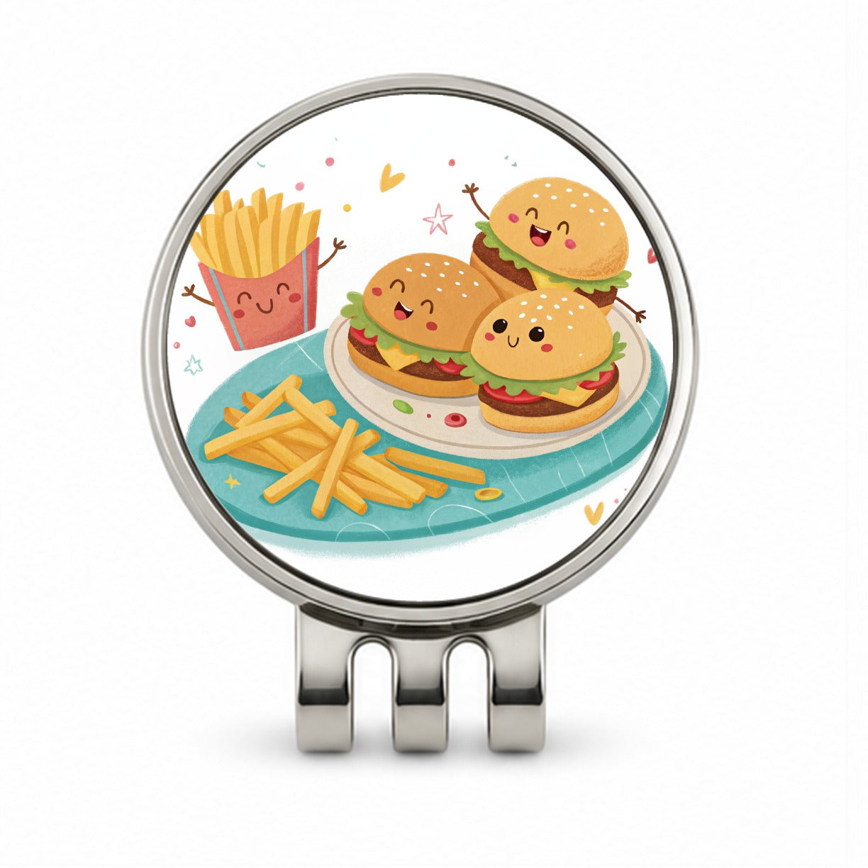 Kawaii Hamburgers And Fries Golf Hat Clip with Ball Marker