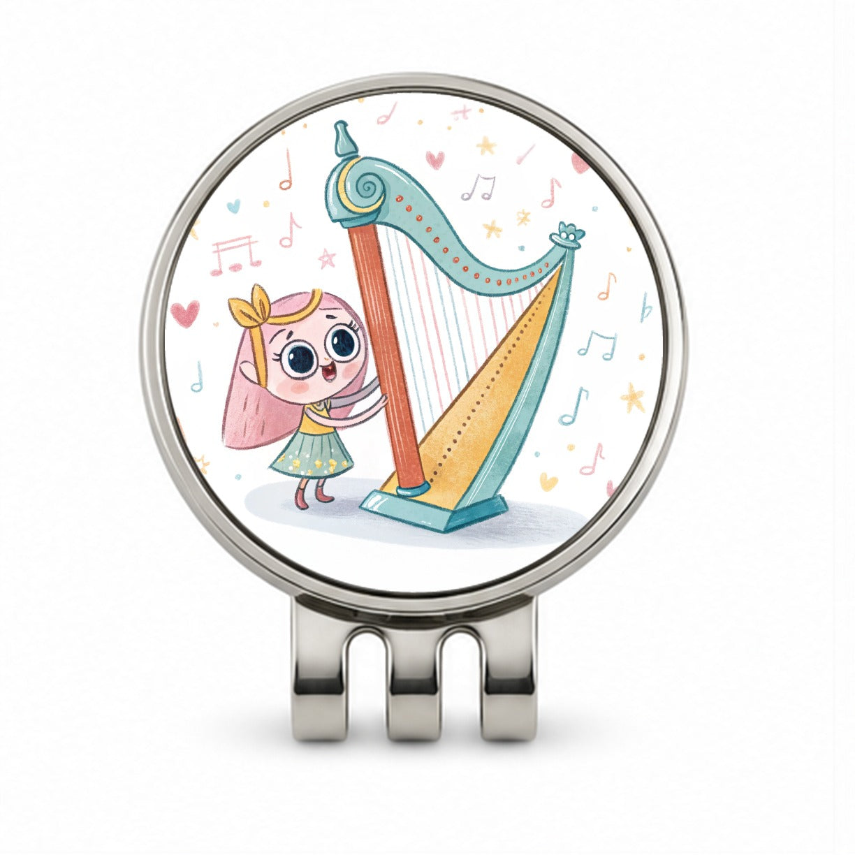 Kawaii Harp Music Golf Hat Clip with Ball Marker