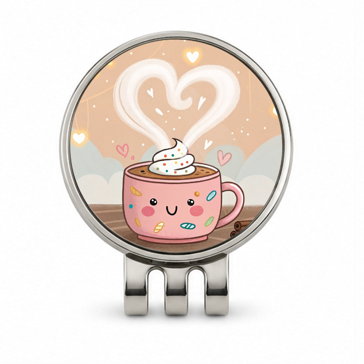 Kawaii Hot Cocoa Chocolate Golf Hat Clip with Ball Marker