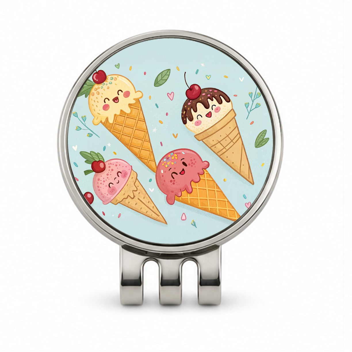 Kawaii Ice Cream Cones Golf Hat Clip with Ball Marker