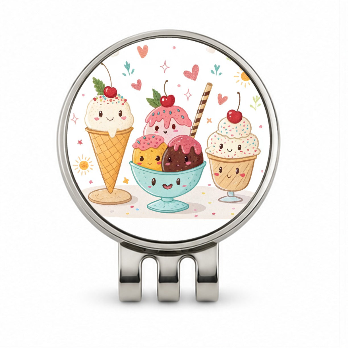 Kawaii Ice Cream Sundaes Golf Hat Clip with Ball Marker