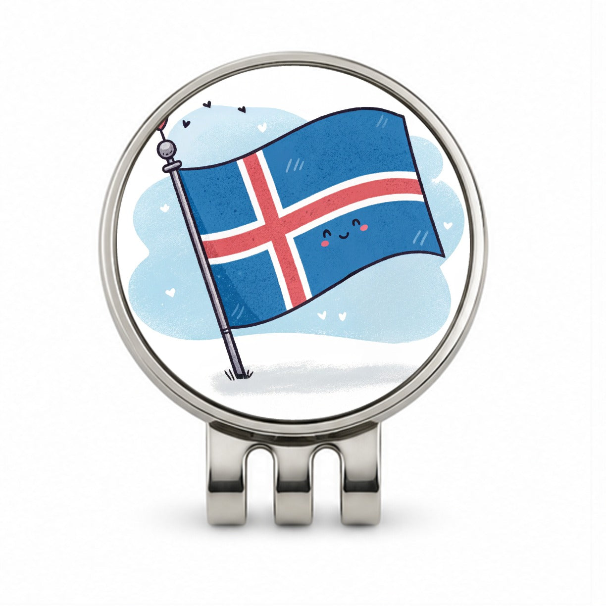 Kawaii Iceland Flag Golf Hat Clip with Ball Marker