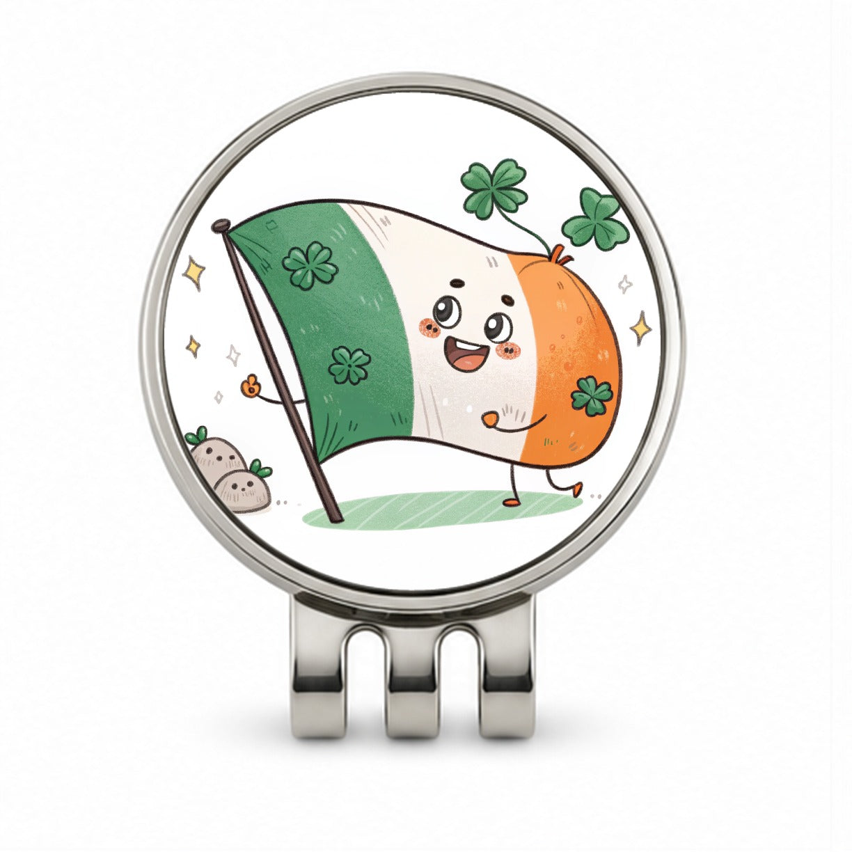 Kawaii Ireland Flag Golf Hat Clip with Ball Marker