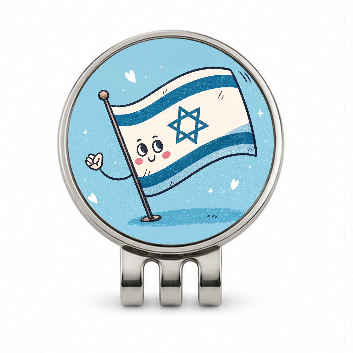 Kawaii Israel Flag Golf Hat Clip with Ball Marker