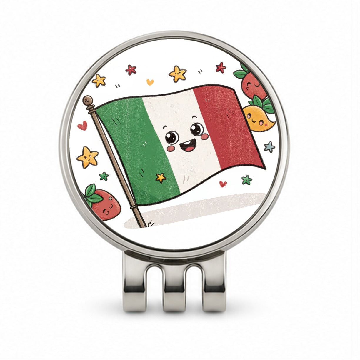 Kawaii Italy Flag Golf Hat Clip with Ball Marker