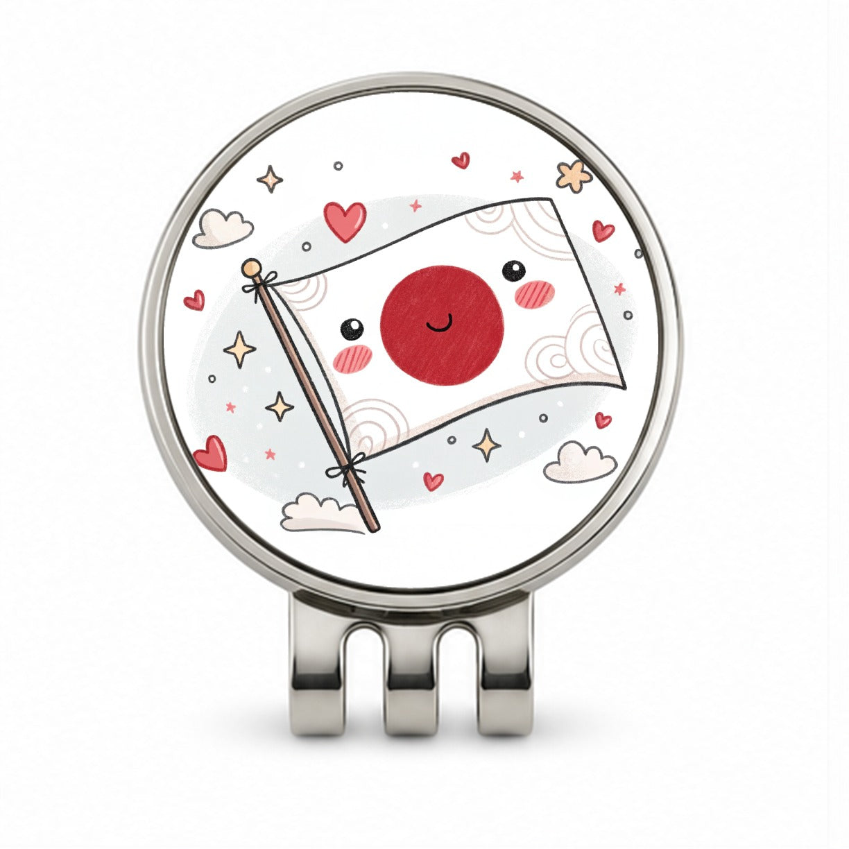 Kawaii Japan Flag Golf Hat Clip with Ball Marker