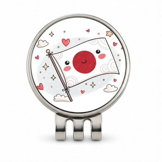 Kawaii Japan Flag Golf Hat Clip with Ball Marker
