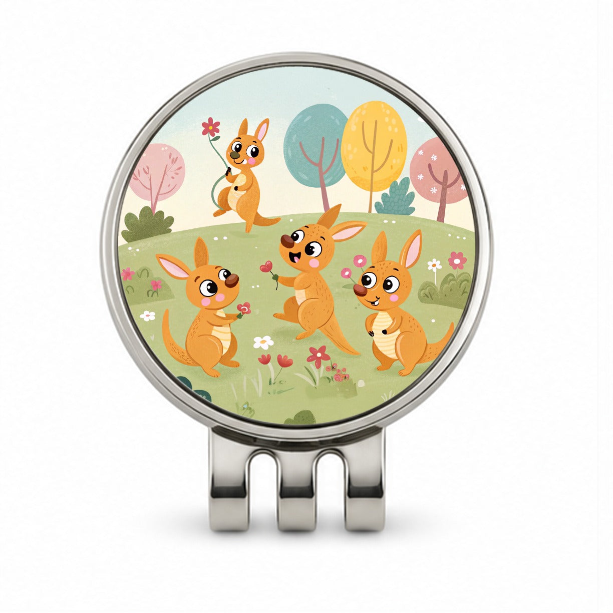Kawaii Kangaroos Golf Hat Clip with Ball Marker