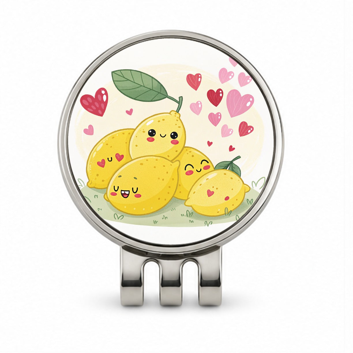 Kawaii Lemons And Hearts Golf Hat Clip with Ball Marker