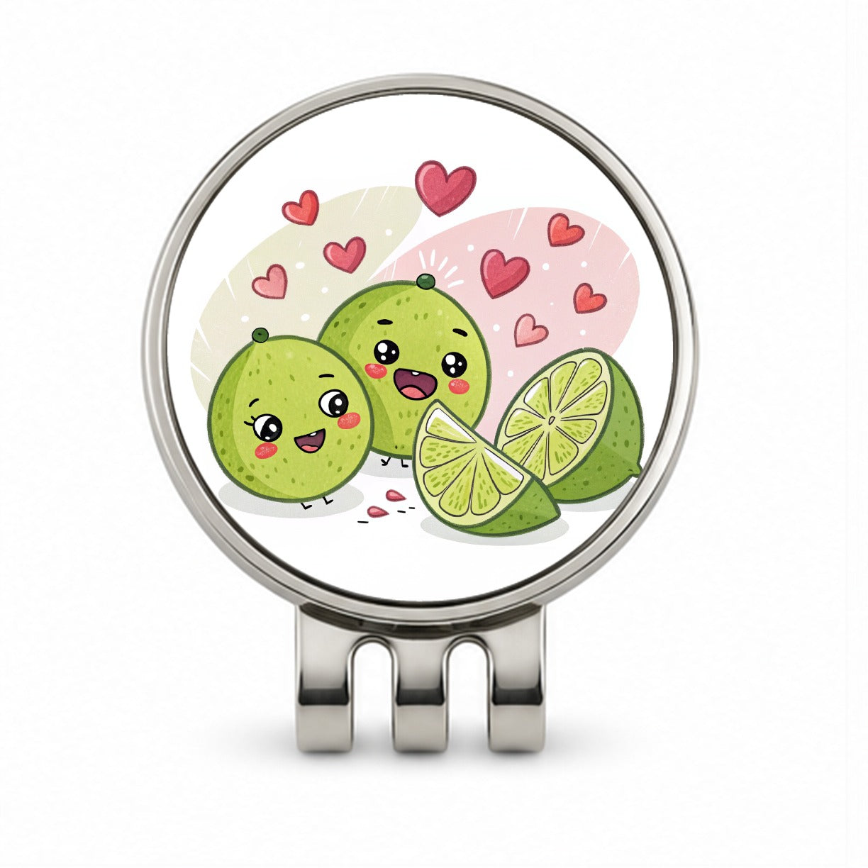 Kawaii Limes And Hearts Golf Hat Clip with Ball Marker