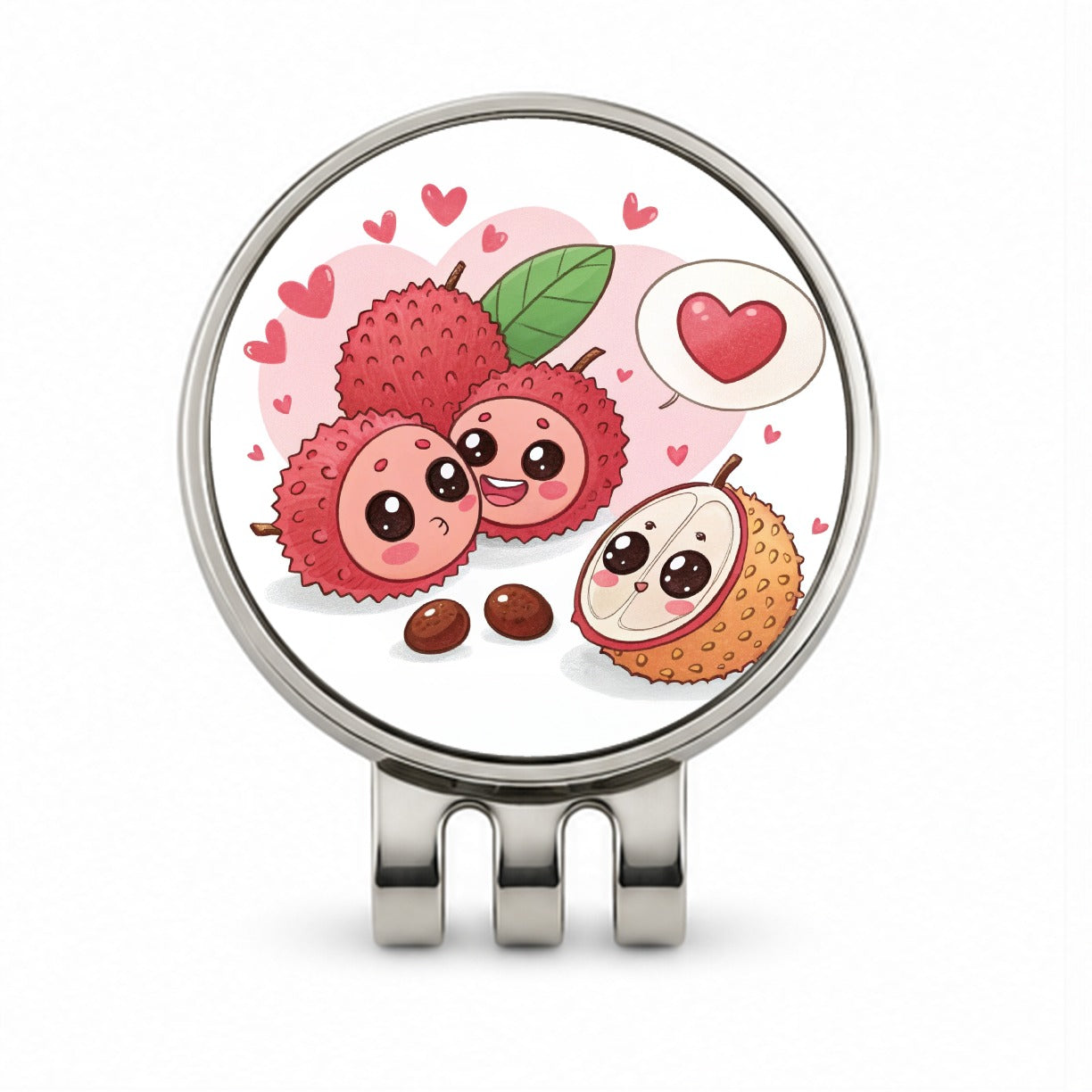 Kawaii Lychees And Hearts Golf Hat Clip with Ball Marker