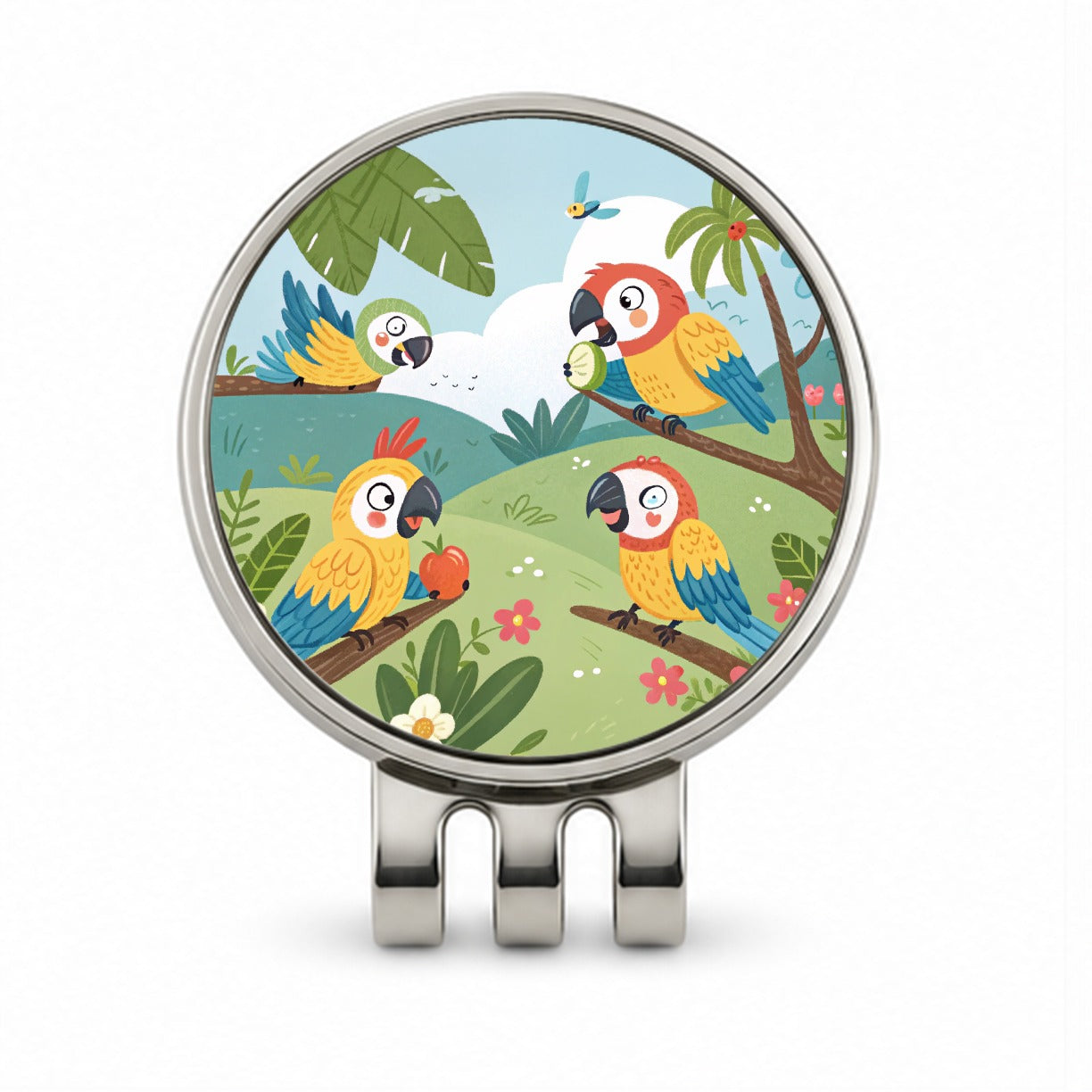 Kawaii Macaw Parrots Golf Hat Clip with Ball Marker