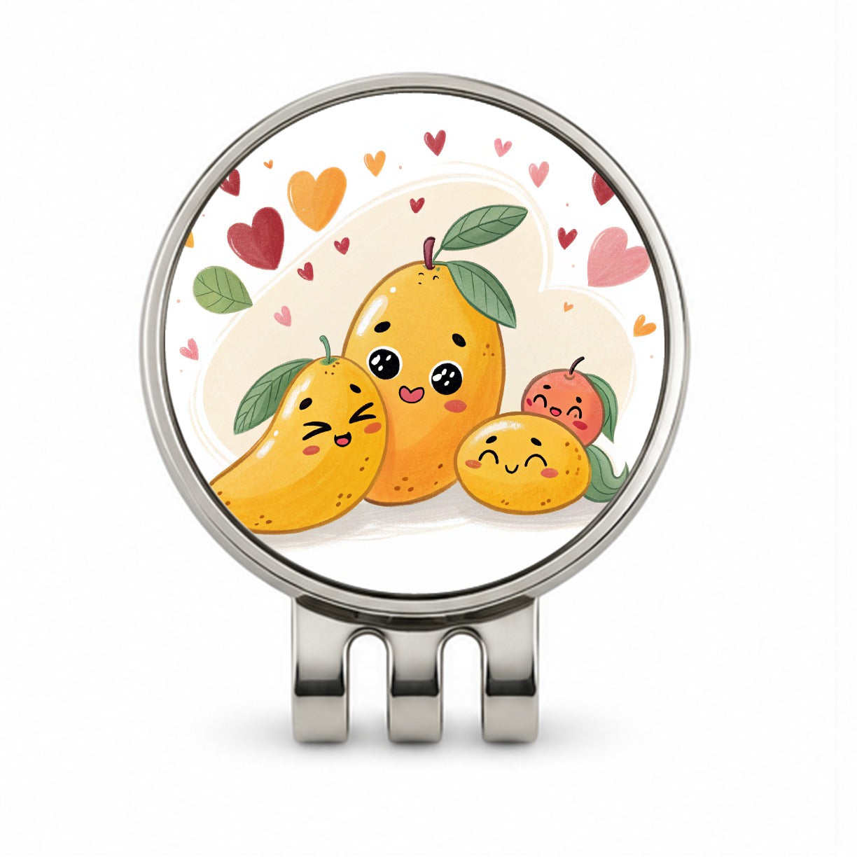 Kawaii Mangos And Hearts Golf Hat Clip with Ball Marker