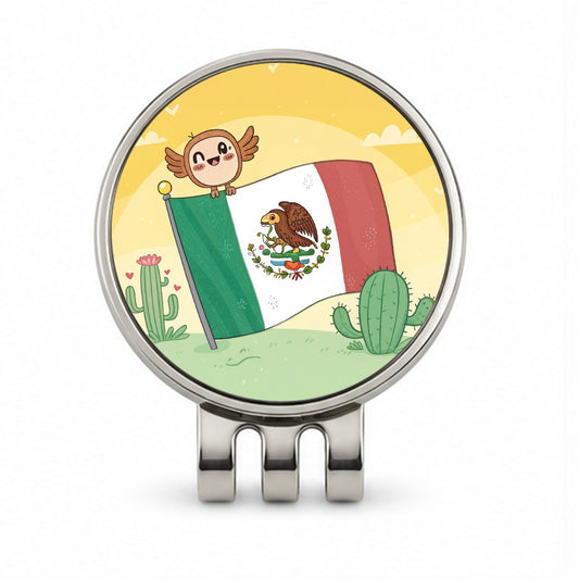 Kawaii Mexico Mexican Flag Golf Hat Clip with Ball Marker