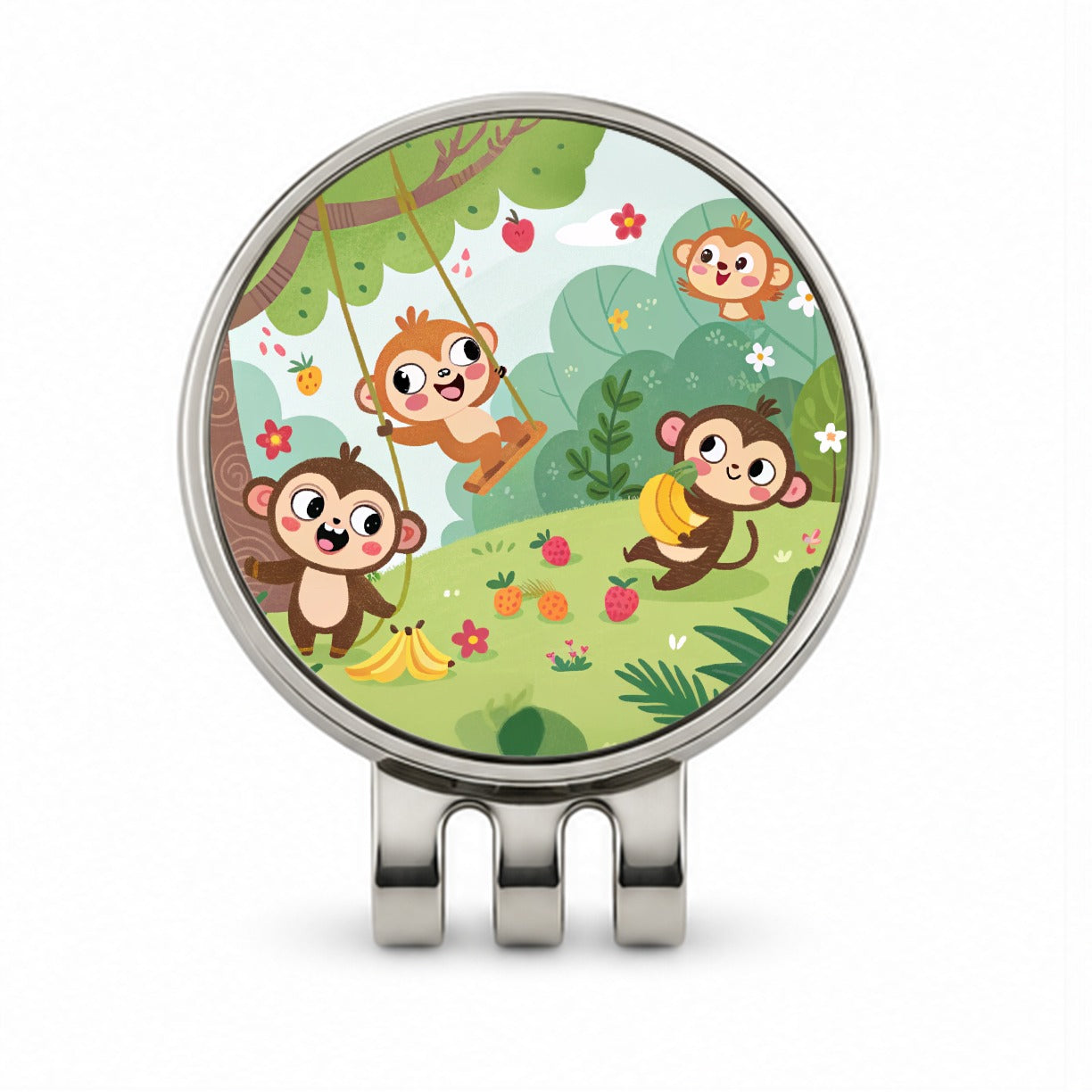 Kawaii Monkeys Golf Hat Clip with Ball Marker