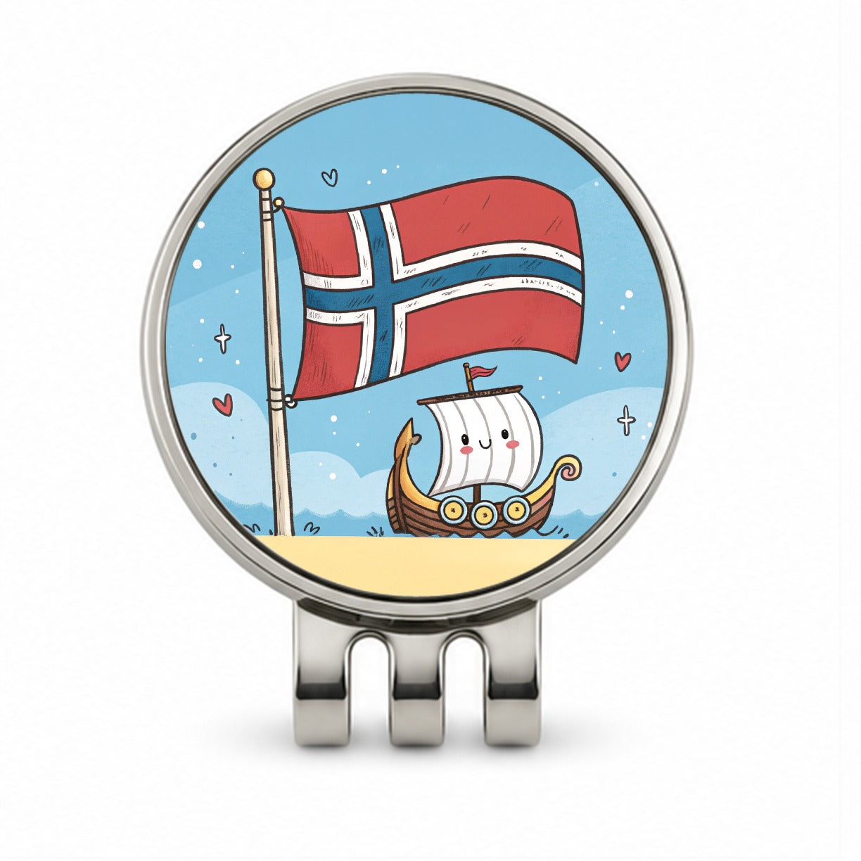 Kawaii Norway Flag Golf Hat Clip with Ball Marker