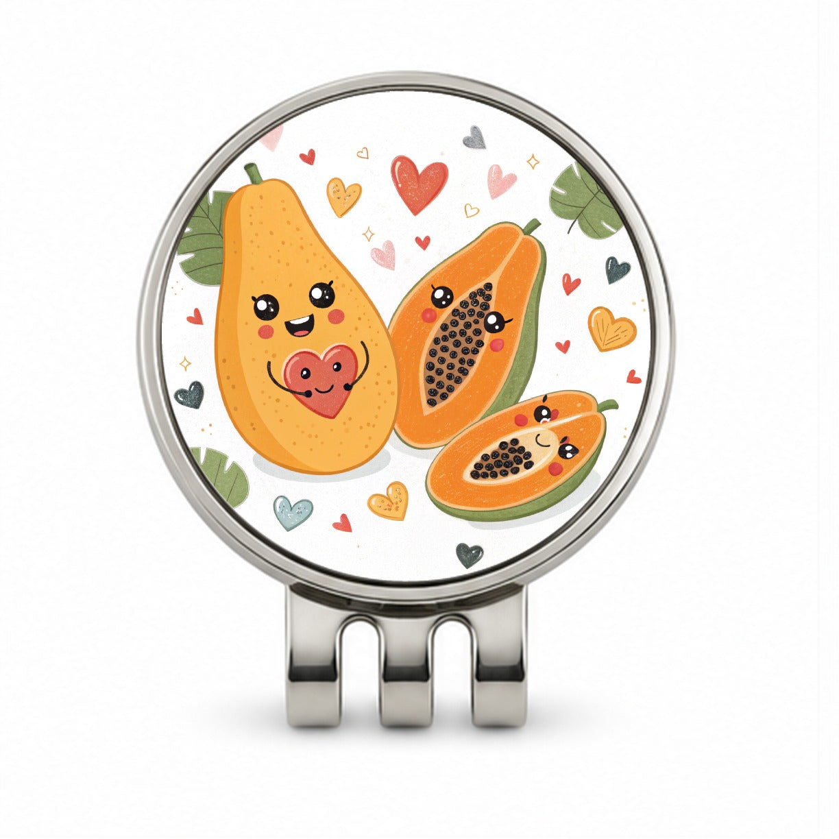 Kawaii Papayas And Hearts Golf Hat Clip with Ball Marker