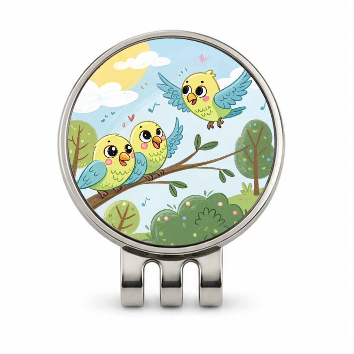 Kawaii Parakeets Golf Hat Clip with Ball Marker