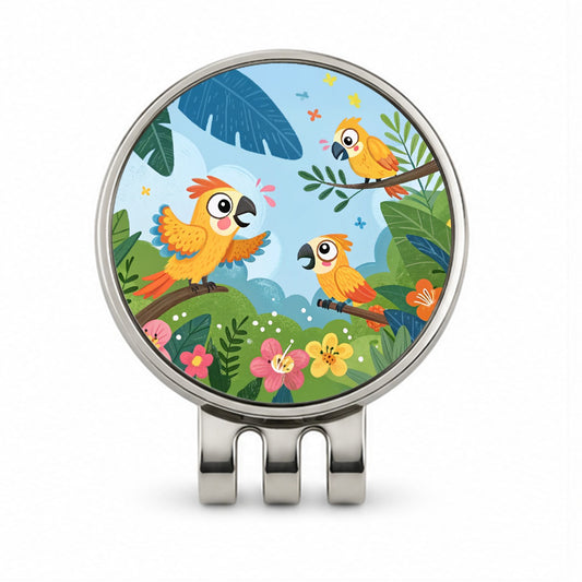 Kawaii Parrots Golf Hat Clip with Ball Marker