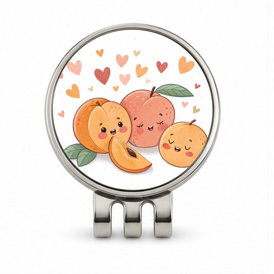 Kawaii Peaches And Hearts Golf Hat Clip with Ball Marker