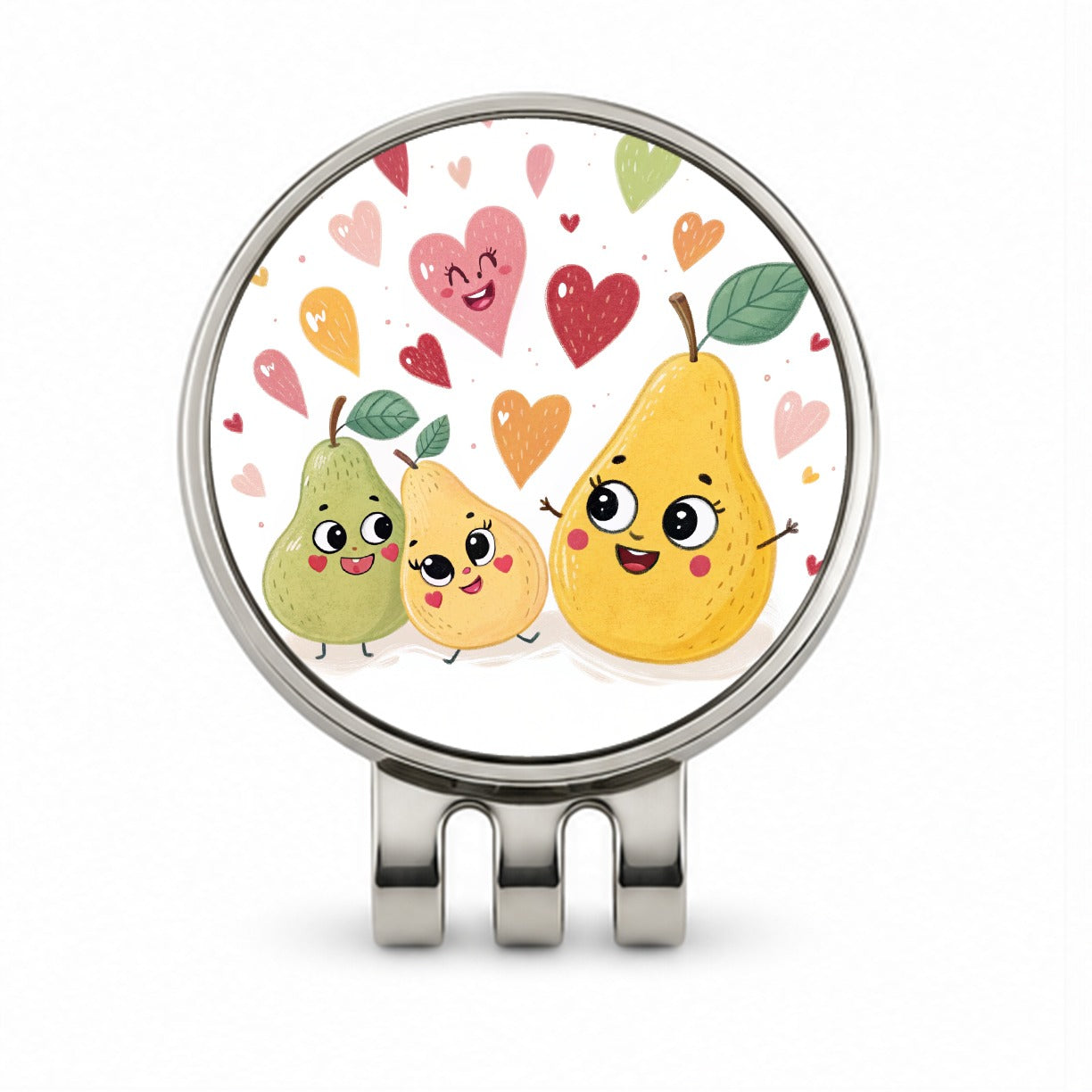 Kawaii Pears And Hearts Golf Hat Clip with Ball Marker