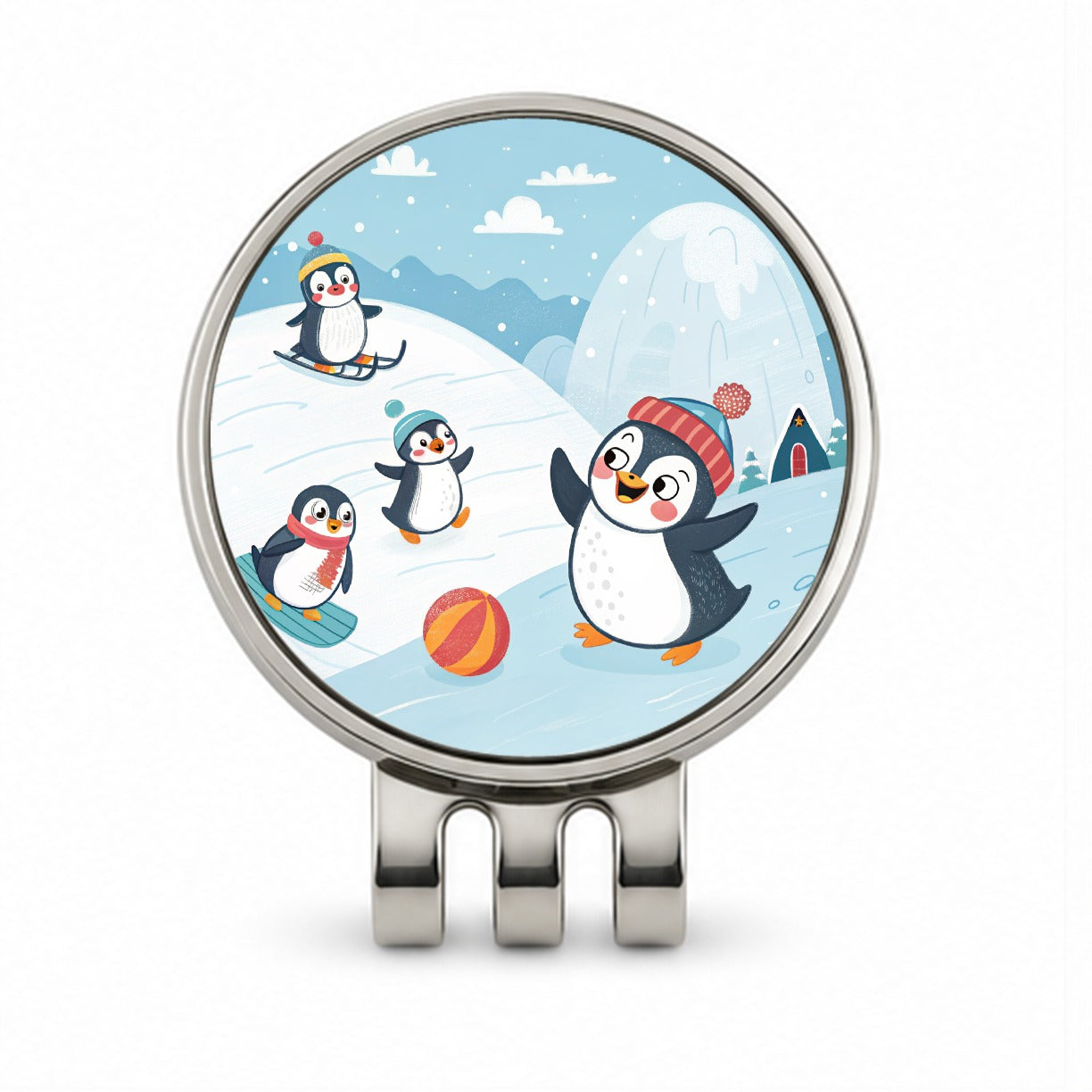 Kawaii Penguins Golf Hat Clip with Ball Marker
