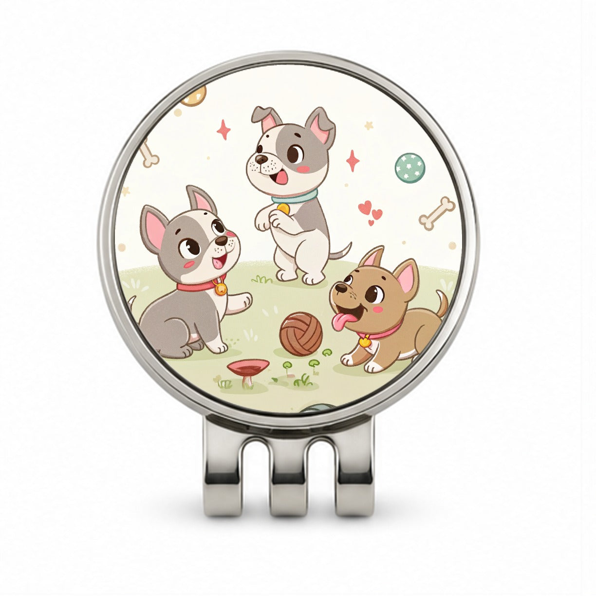 Kawaii Pitbulls Dogs Golf Hat Clip with Ball Marker