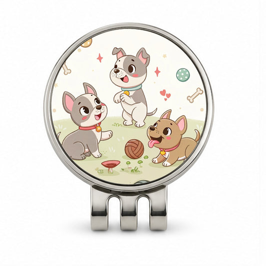 Kawaii Pitbulls Dogs Golf Hat Clip with Ball Marker