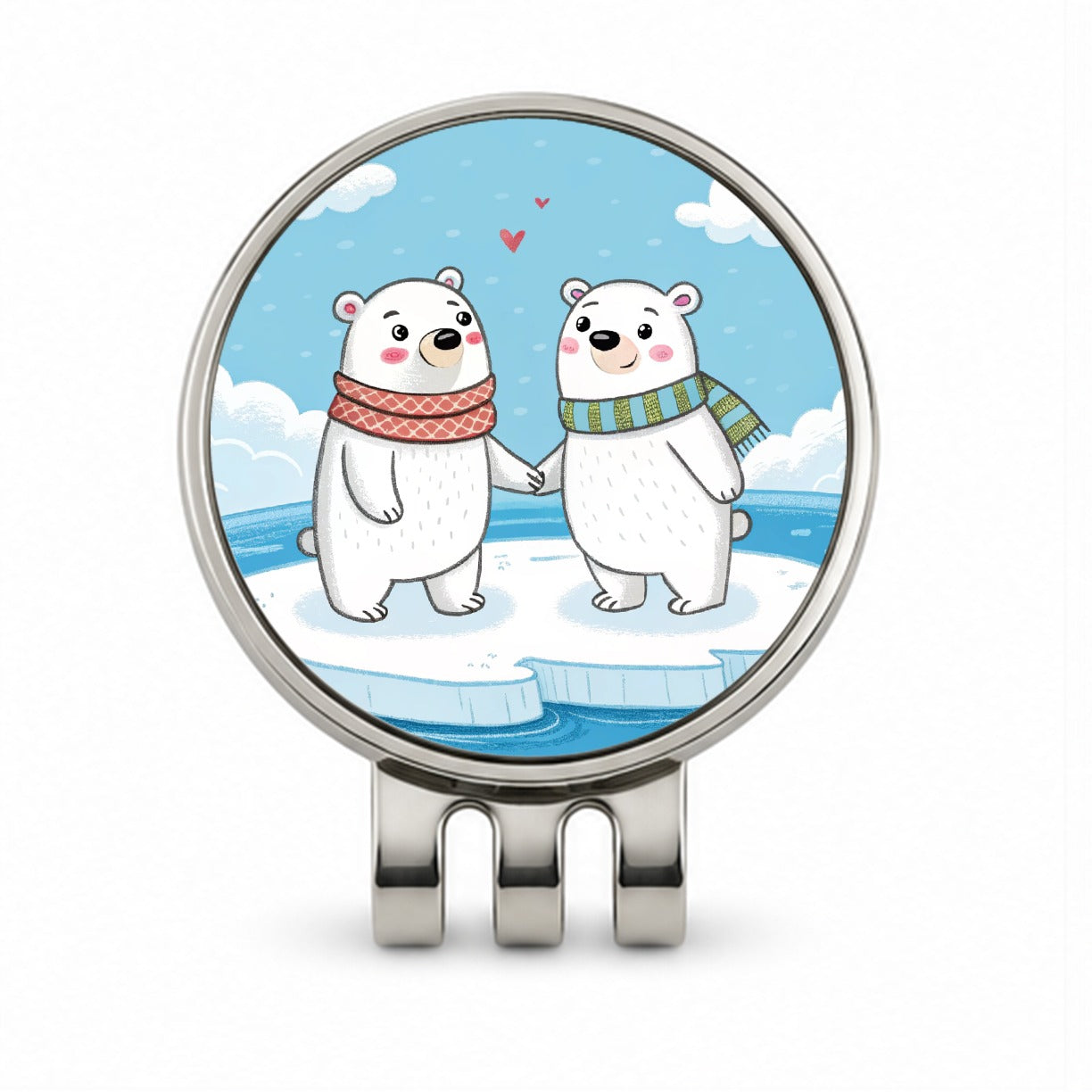 Kawaii Polar Bears In Love Valentine's Day Golf Hat Clip with Ball Marker