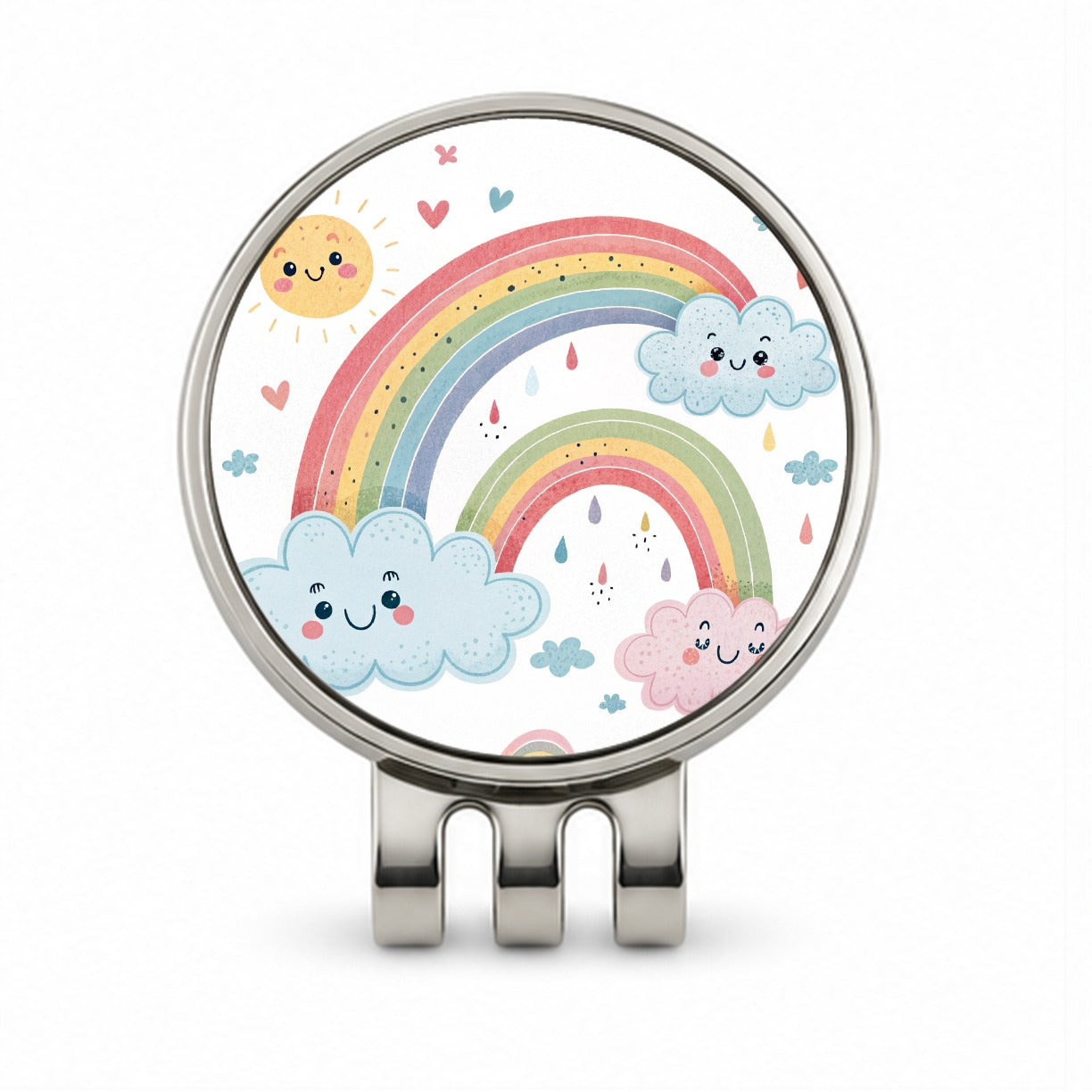 Kawaii Rainbows And Clouds Golf Hat Clip with Ball Marker