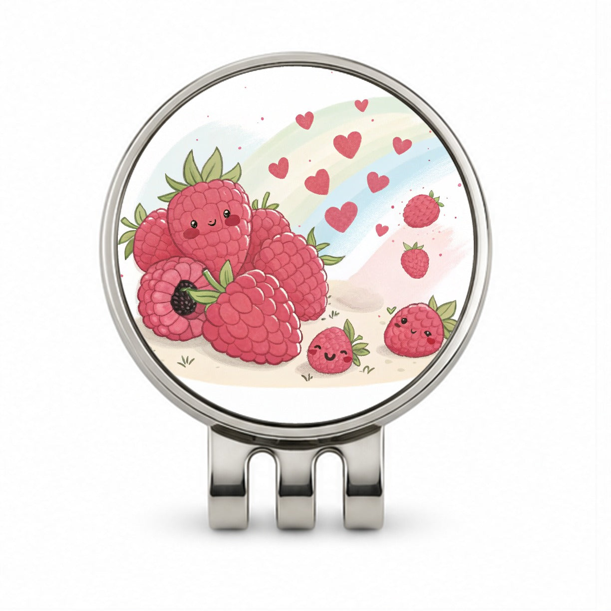 Kawaii Raspberries And Hearts Golf Hat Clip with Ball Marker