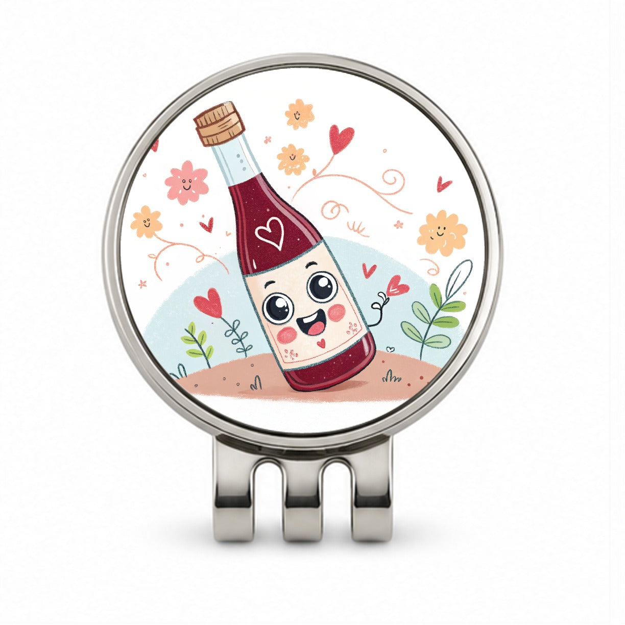 Kawaii Red Wine Alcohol Golf Hat Clip with Ball Marker