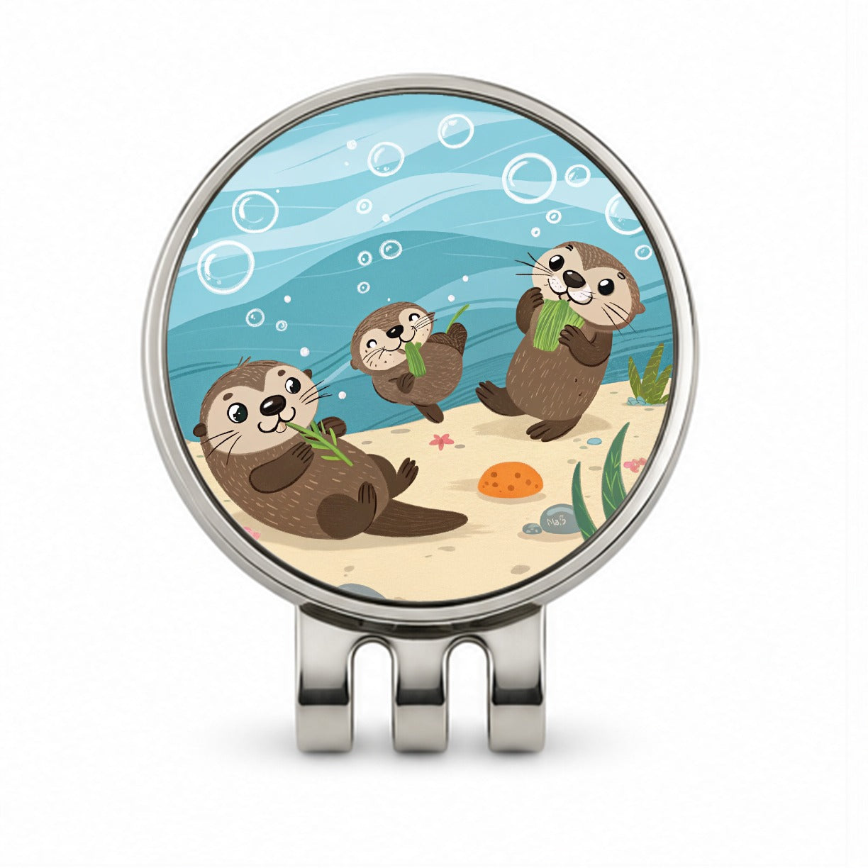 Kawaii Sea Otters Golf Hat Clip with Ball Marker
