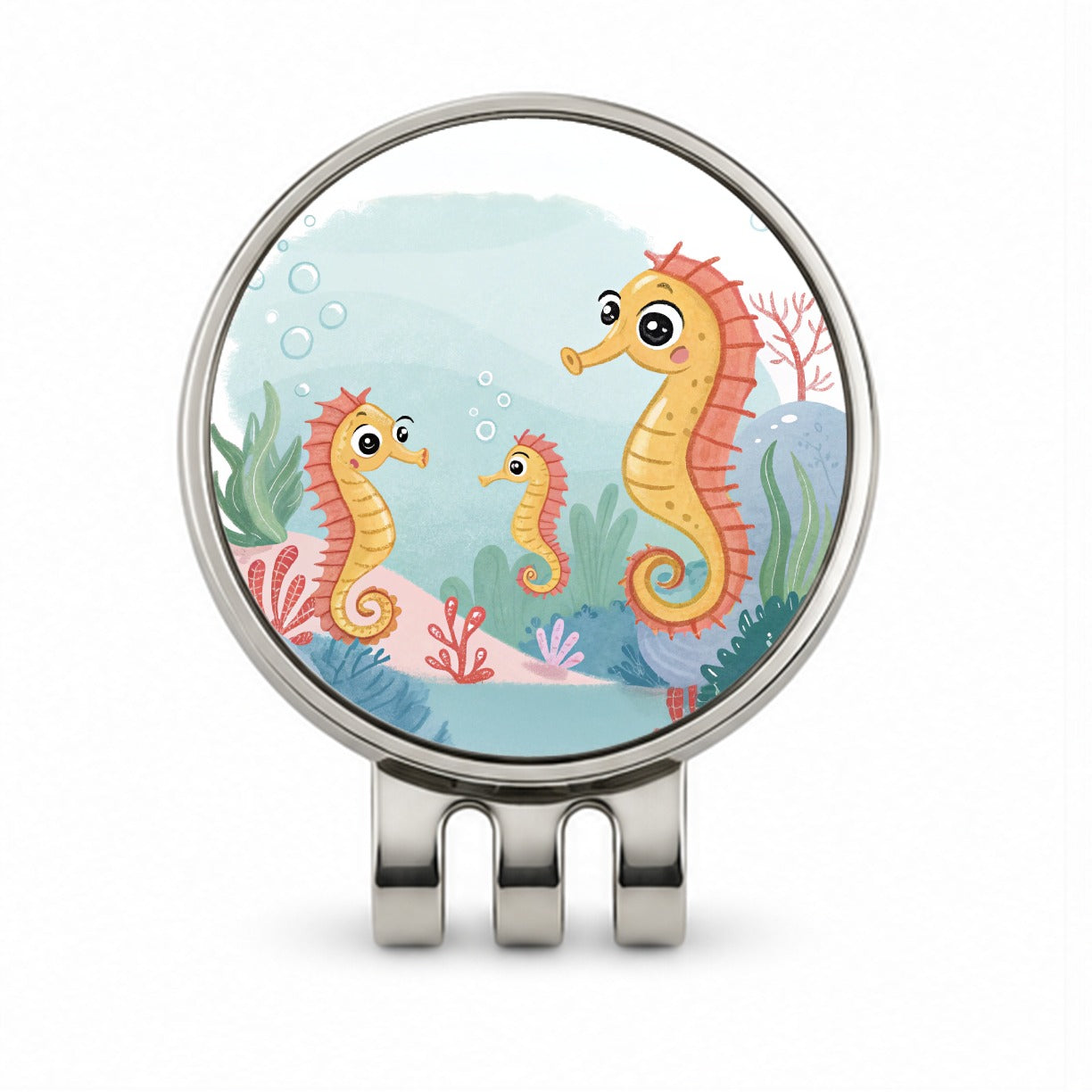 Kawaii Seahorses Golf Hat Clip with Ball Marker